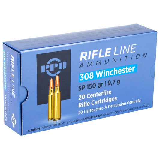 Prvi Partizan PPU 308 Winchester Soft Point Rifle Ammunition - 150 Grain, 20 Rounds per Box