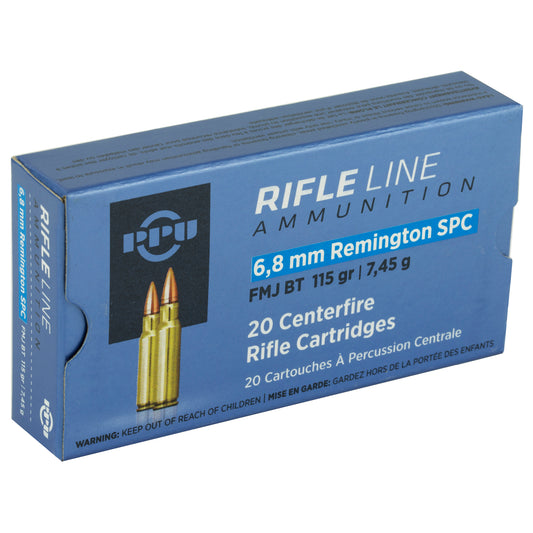 Prvi Partizan PPU 6.8 SPC Full Metal Jacket Boat Tail Rifle Ammunition * 115 Grain, Box of 20 Rounds