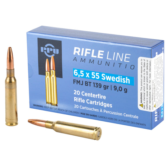 Prvi Partizan PPU 6.5x55 Swedish Full Metal Jacket Rifle Ammunition - 139 Grain, 20 Rounds per Box