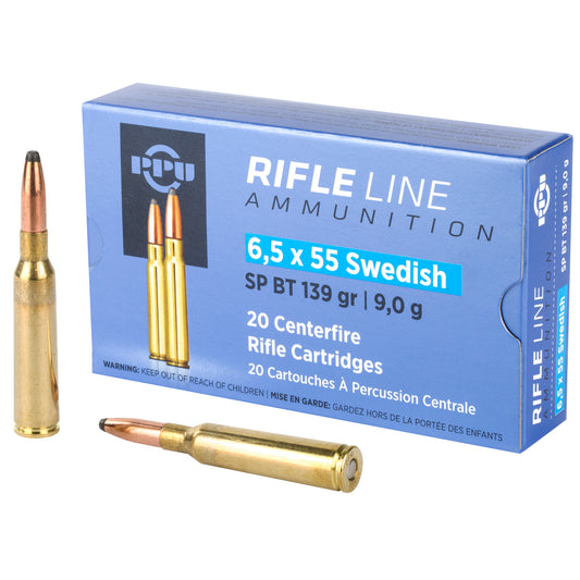 Prvi Partizan PPU 6.5x55 Swedish Soft Point Rifle Ammunition * 139 Grain, 20 Rounds per Box