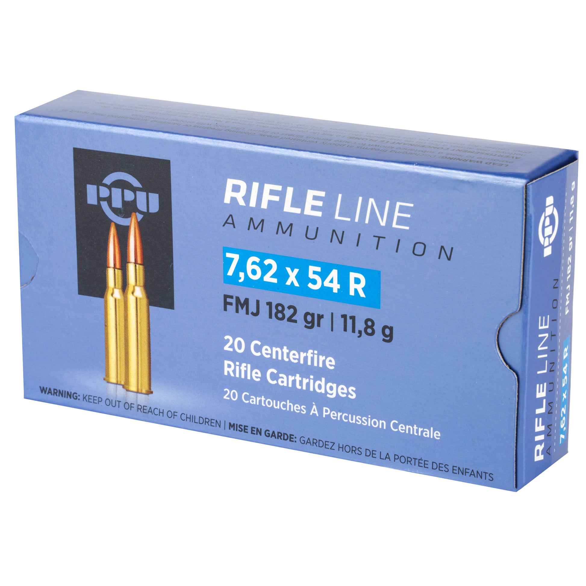 Prvi Partizan PPU 7.62x54R Full Metal Jacket Rifle Ammunition * 182 Grain, 20 Rounds Per Box