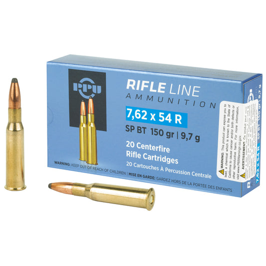 Prvi Partizan PPU 7.62x54R Soft Point Rifle Ammunition * 150 Grain, 20 Rounds per Box