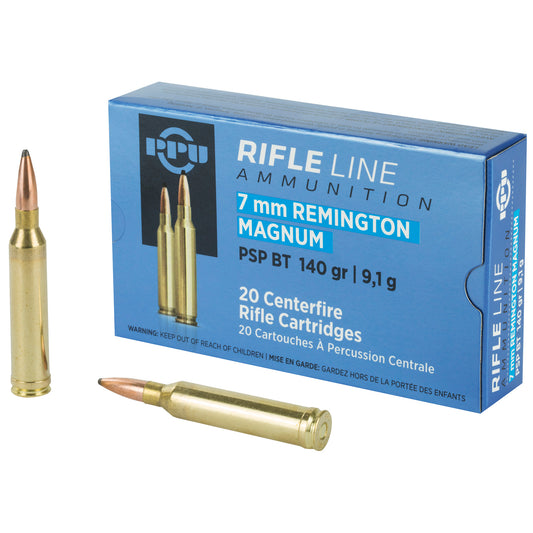 Prvi Partizan PPU 7MM Remington Rifle Ammunition, 140-Grain Pointed Soft Point - 20 Rounds per Box