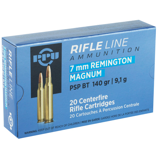 Prvi Partizan PPU 7MM Remington Rifle Ammunition, 140-Grain Pointed Soft Point - 20 Rounds per Box