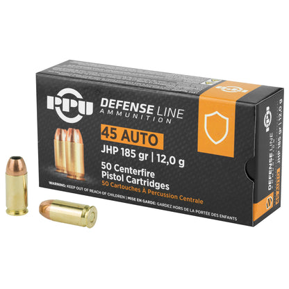 Prvi Partizan PPU 45 ACP Handgun Defense Hollow Point Ammunition, 185 Grain * 50 Rounds Per Box