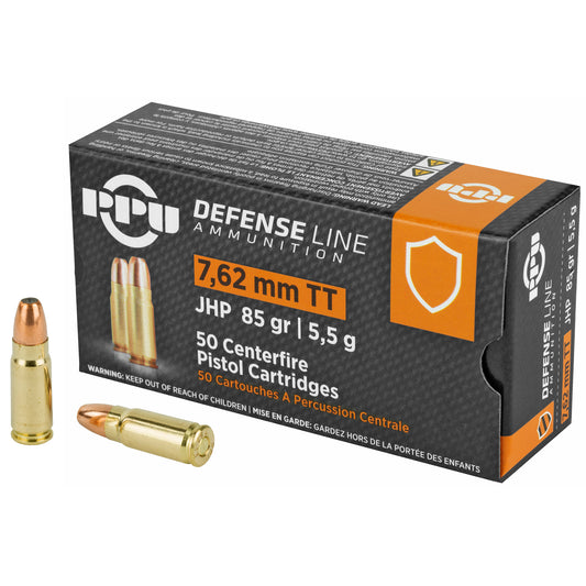 Prvi Partizan PPU 7.62x25 Tokarev Handgun Defense Hollow Point Ammunition - 85 Grain, 50 Rounds per Box