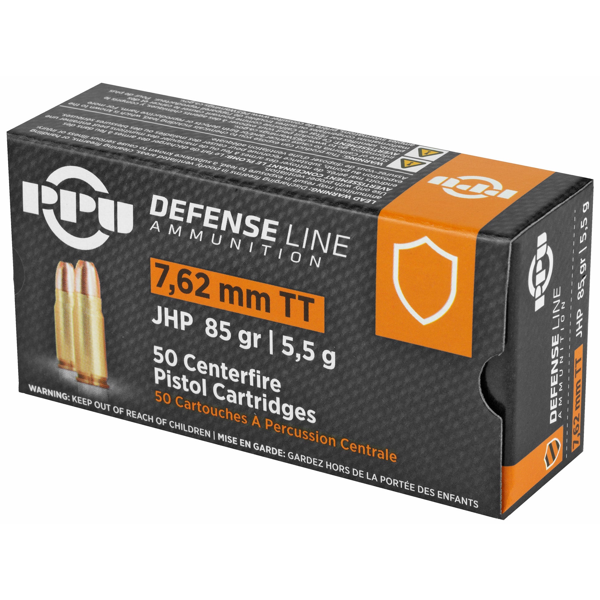 Prvi Partizan PPU 7.62x25 Tokarev Handgun Defense Hollow Point Ammunition - 85 Grain, 50 Rounds per Box