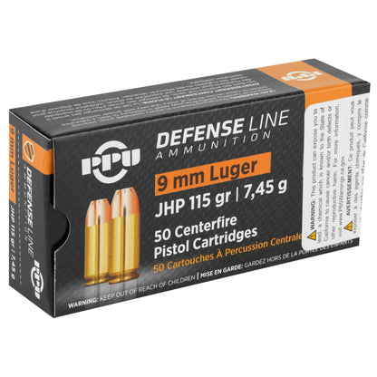 Prvi Partizan PPU 9mm Handgun Defense Hollow Point Ammunition, 115 Grain, 50 Rounds per Box