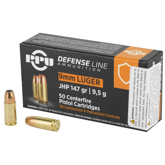 Prvi Partizan PPU 9mm Handgun Defense Hollow Point Ammunition * 147 Grain, 50 Rounds per Box