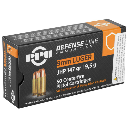Prvi Partizan PPU 9mm Handgun Defense Hollow Point Ammunition * 147 Grain, 50 Rounds per Box