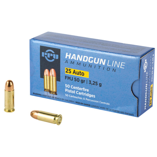 Prvi Partizan PPU 25 ACP Full Metal Jacket Ammunition * 50 Grain, 50 Rounds Per Box