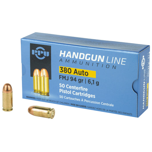 Prvi Partizan PPU 380 ACP Full Metal Jacket Ammunition * 94 Grain, 50 Rounds Per Box