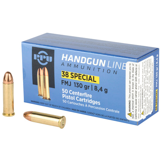 Prvi Partizan PPU 38SPL FMJ 130-Grain Pistol Ammunition (50 Rounds per Box)