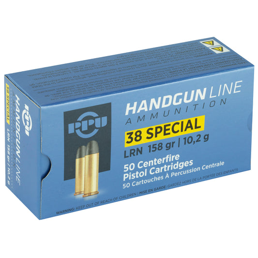 Prvi Partizan PPU 38SPL LRN 158 Grain Lead Round Nose Pistol Ammunition - 50 Rounds per Box