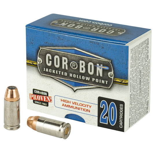 Corbon Ammo 9mm+P 90 Grain Jacketed Hollow Point Self Defense Ammunition - 20 Rounds per Box, 500 Rounds per Case