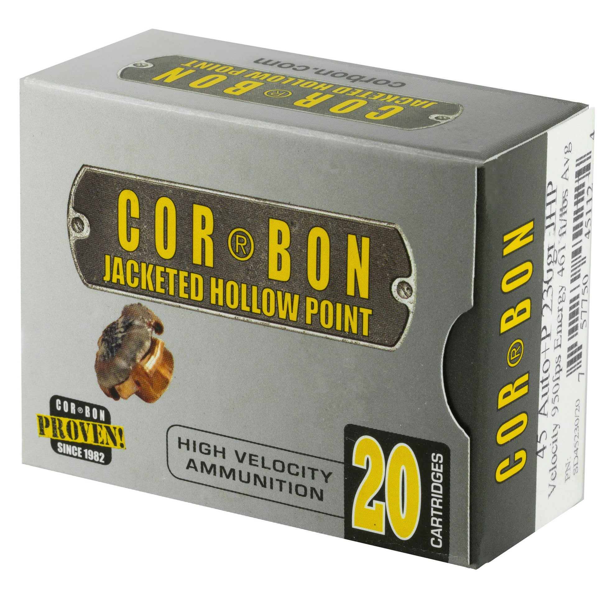 Corbon Ammo COR45230 45 ACP +P 230-Grain Jacketed Hollow Point Ammunition - Self Defense