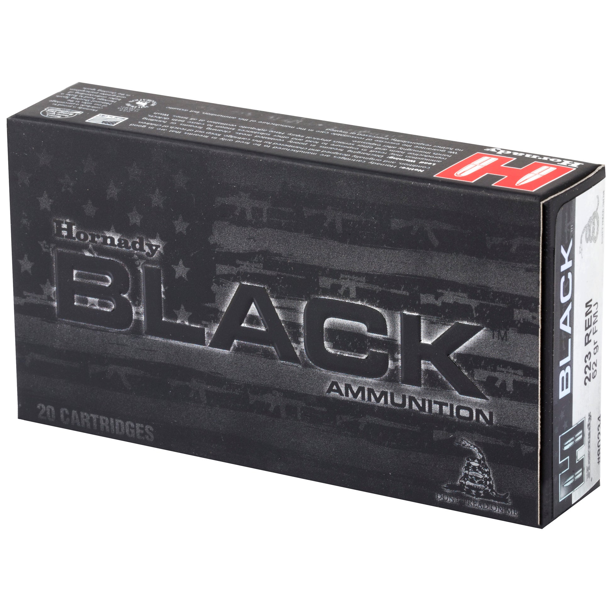 Hornady BLACK .223 Remington 62 Grain FMJ Ammunition - 20 Rounds Per Box