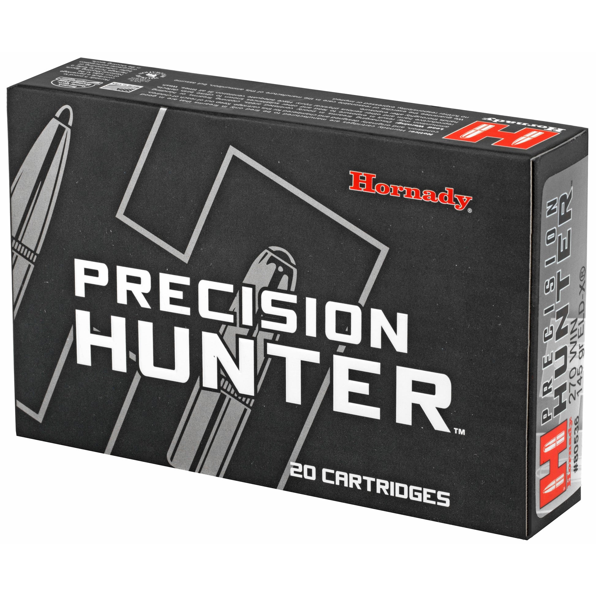 Hornady Precision Hunter 270 Winchester 145 Grain ELD-X Ammunition (20 Rounds per Box, 200 per Case)