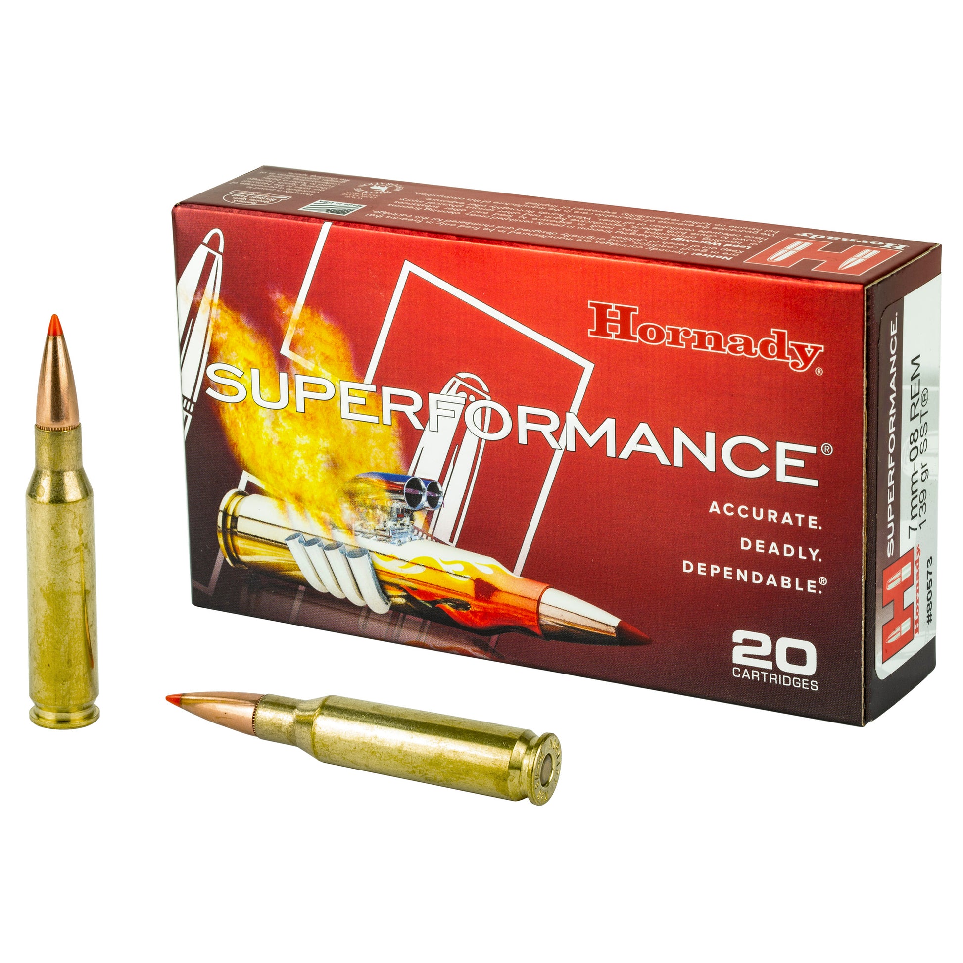 Hornady Superformance SST 7mm-08 Remington Rifle Ammunition * 139 Grain, Box of 20