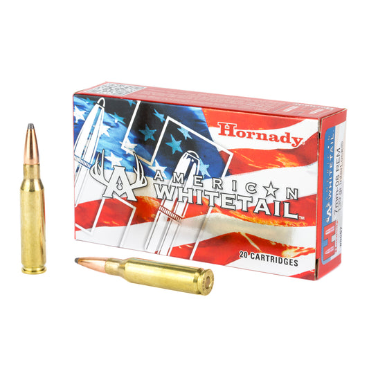 Hornady American Whitetail 7mm-08 Remington Ammo - 139 Grain InterLock for Deer Hunting