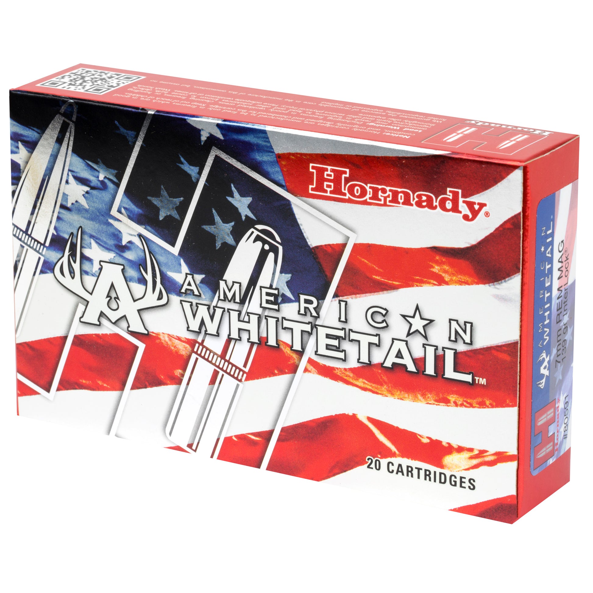 Hornady American Whitetail 7mm Remington Rifle Ammunition - 139 Grain InterLock, 20 Rounds