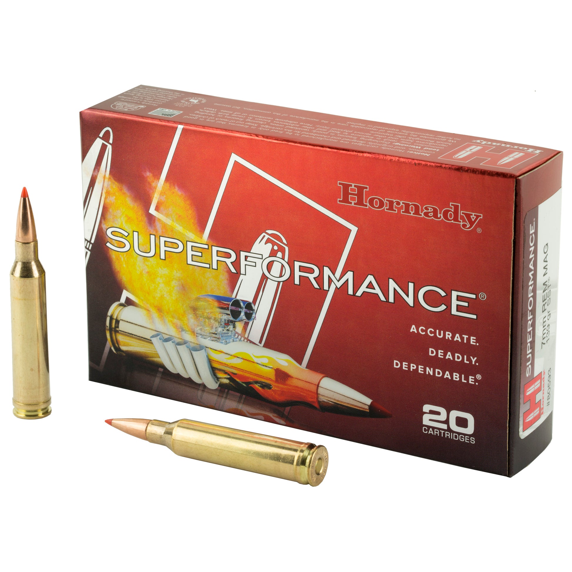 Hornady Superformance SST 7mm Remington 139-Grain Rifle Ammunition - High-Performance Load for Hunting and Precision Shooting