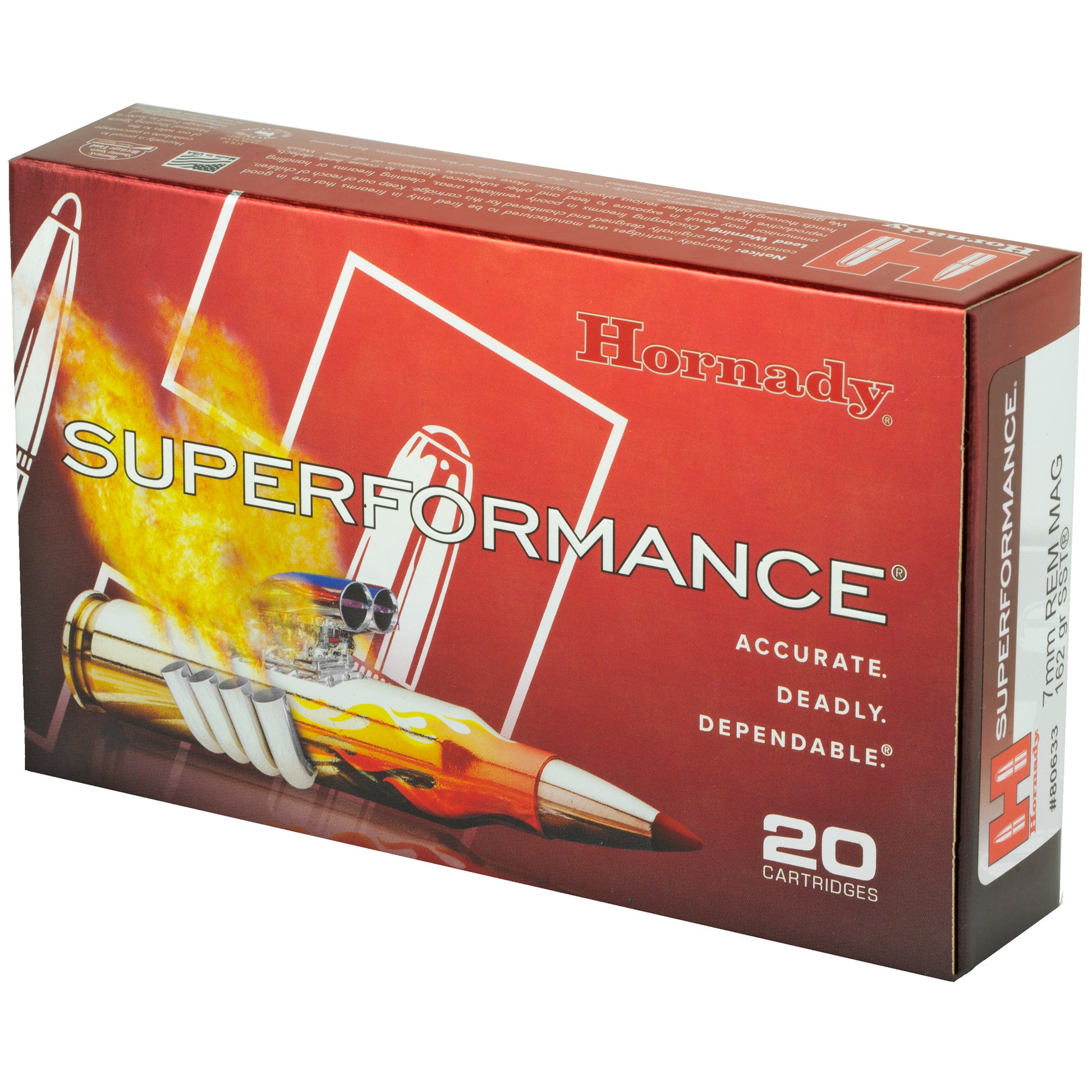 Hornady Superformance SST 7mm Remington Magnum Ammo - 162 Grain, Box of 20