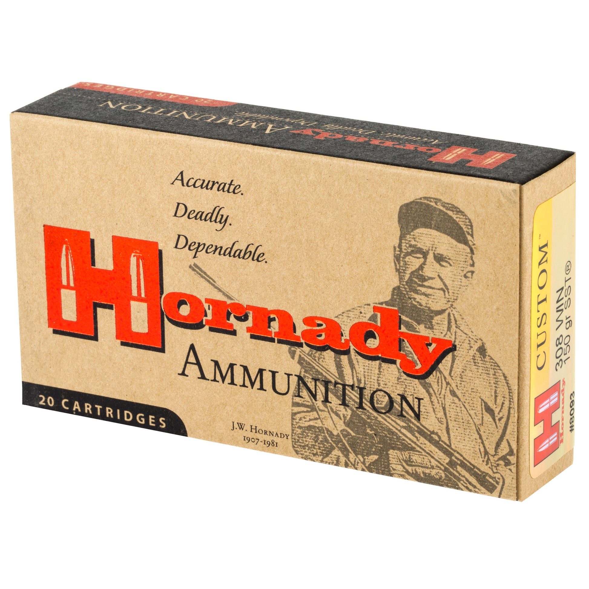 Hornady Custom 308 Winchester 150 Grain SST Ammunition - 20 Rounds Per Box