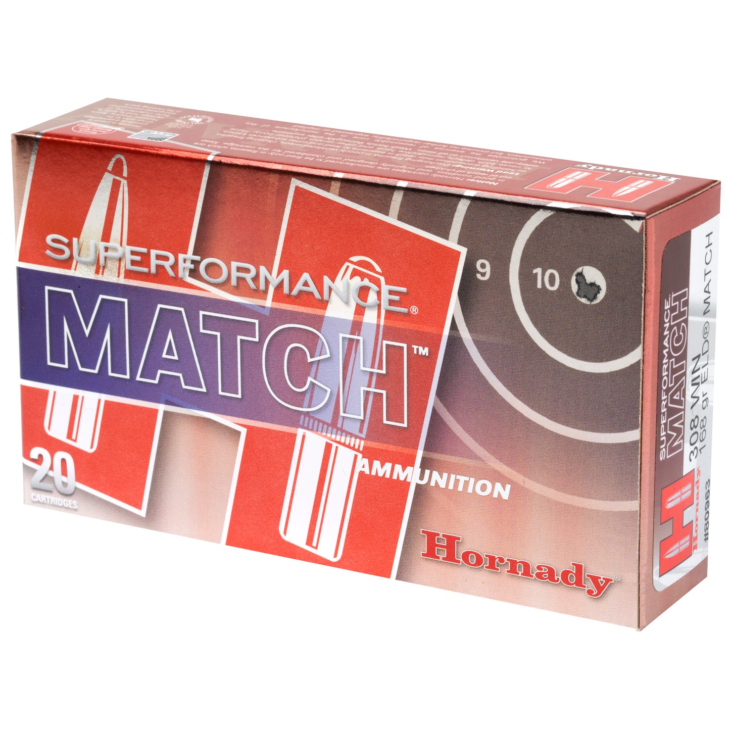 Hornady Superformance Match 308 Winchester 168 Grain ELD Match Ammunition * High-Precision Rifle Ammo for Long-Range Shooting