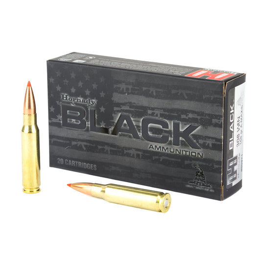 Hornady BLACK 308 Winchester 168 Grain AMAX Ammo - 20 Rounds per Box, 200 Rounds per Case