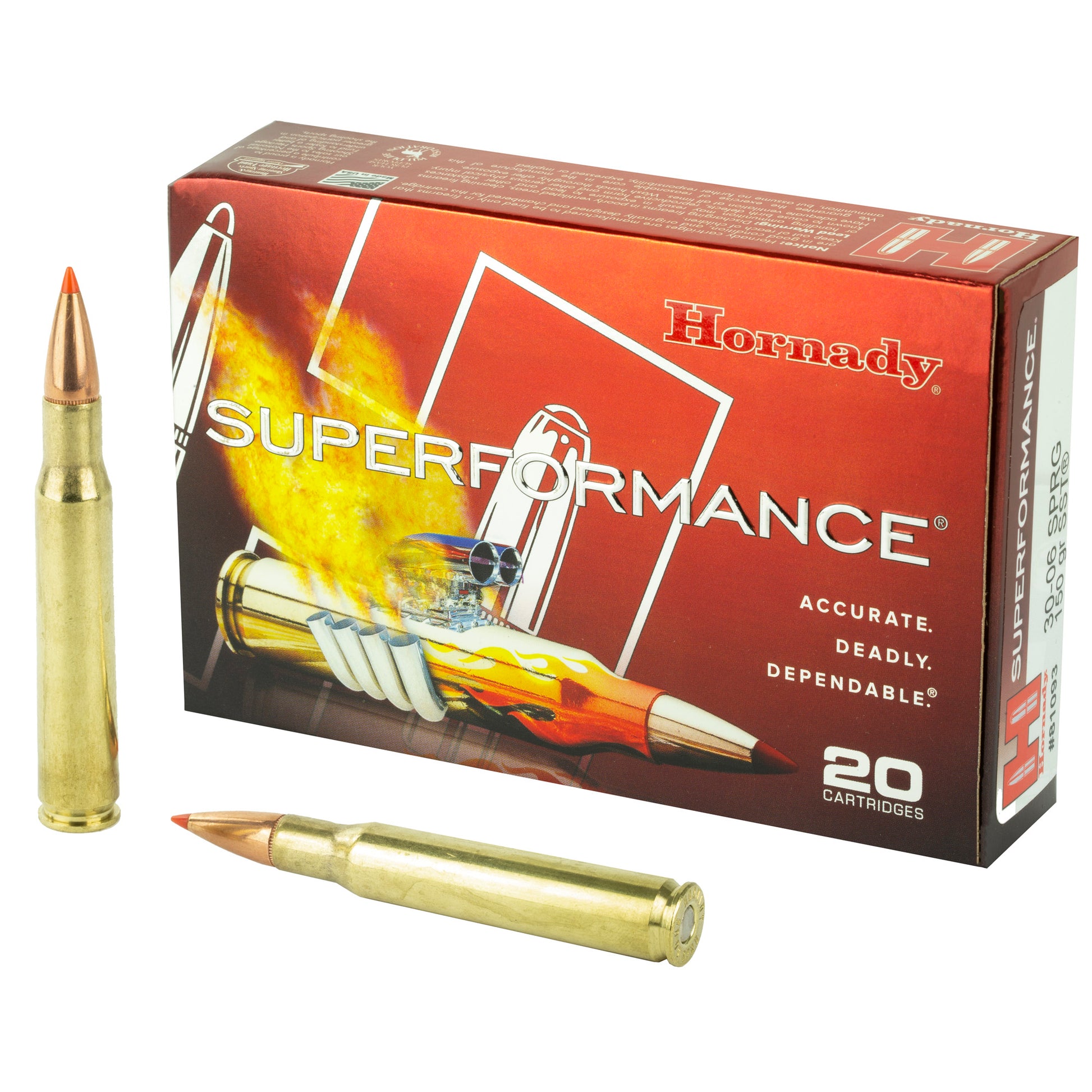 Hornady Superformance SST 150 Grain for 30-06 Springfield Rifle * High-Performance Hunting Ammo, 20 Rounds per Box
