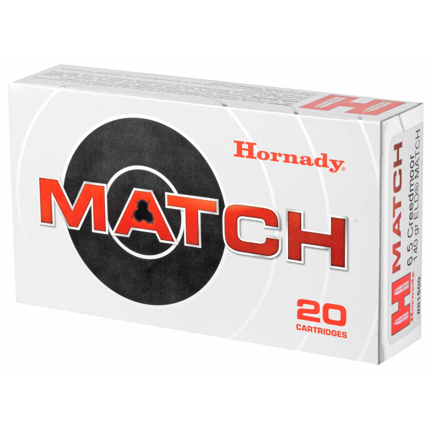 Hornady 6.5 Creedmoor ELD Match 140-Grain Rifle Ammunition, Pack of 20