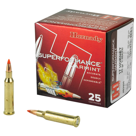 Hornady Superformance Varmint 17 Hornet 20-Grain V-Max Ammunition - 25 Rounds Per Box