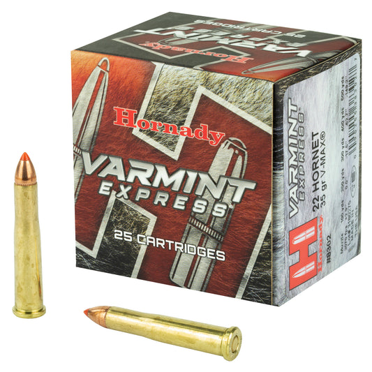 Hornady Varmint Express 22 Hornet 35 Grain V-Max Ammunition (25 Rounds / Box, 250 Rounds / Case)