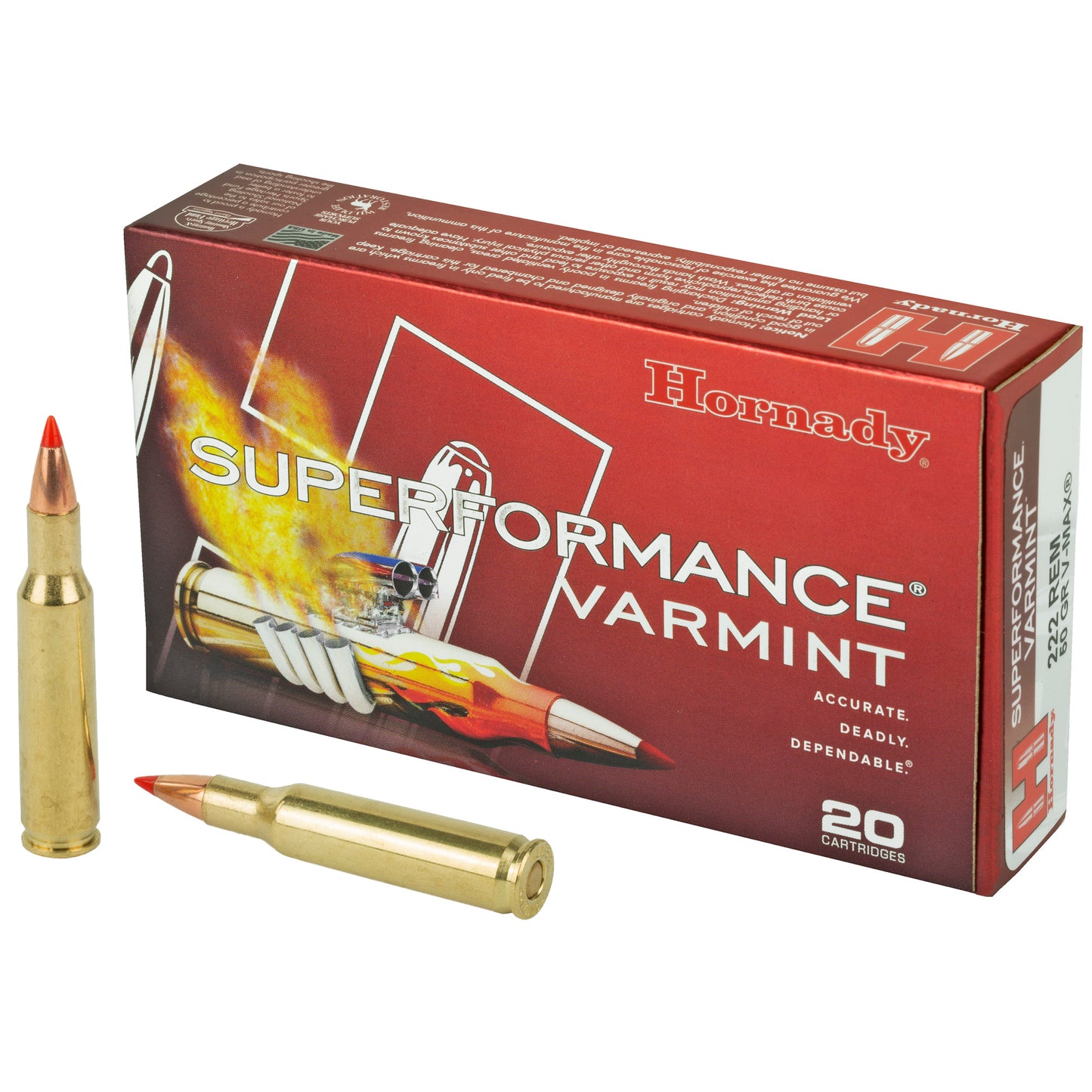 Hornady Superformance Varmint .222 Remington 50 Grain V-Max Bullets - 20 Pack