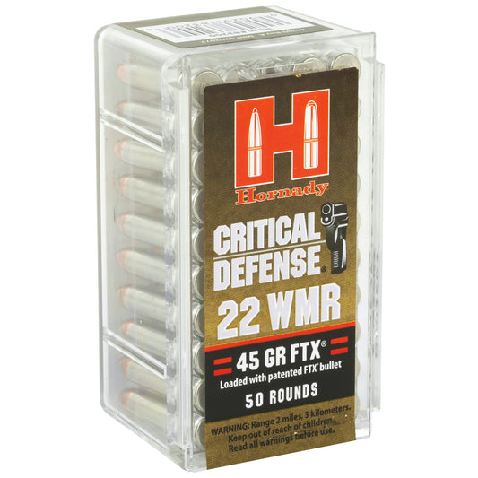 Hornady Critical Defense .22 WMR 45 Grain FlexTip Ammunition - 50 Rounds