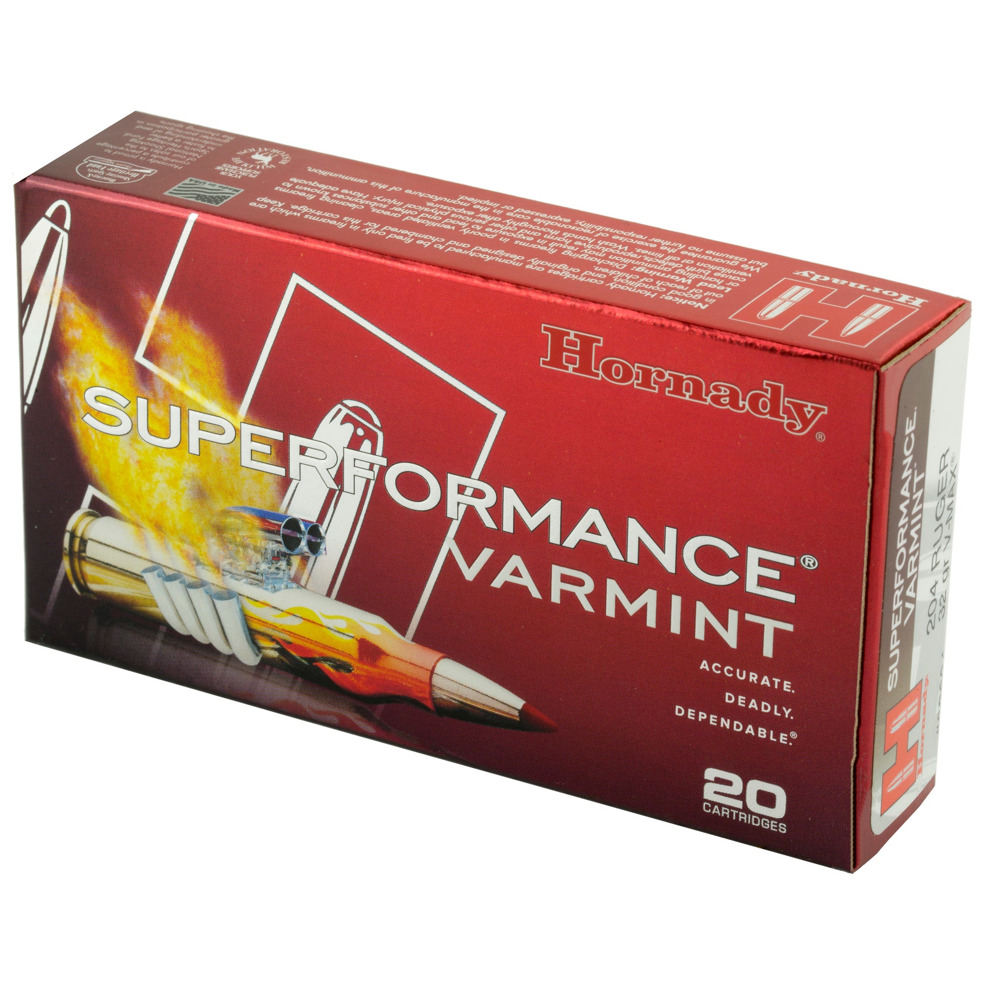 Hornady Superformance Varmint Ammunition for .204 Ruger * 32 Grain V-Max | High Velocity & Precision