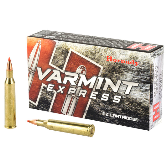 Hornady Varmint Express 220 Swift 55-Grain V-Max Ammo - Pack of 20 Cartridges