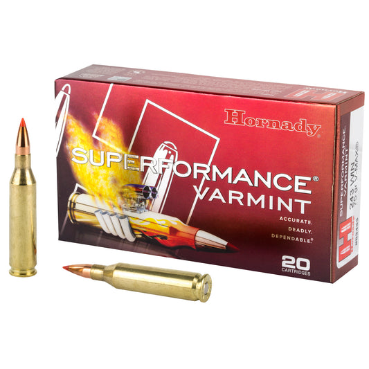 Hornady Superformance Varmint 75 Grain .243 Winchester Ammunition - High Velocity Precision for Varmint Hunting