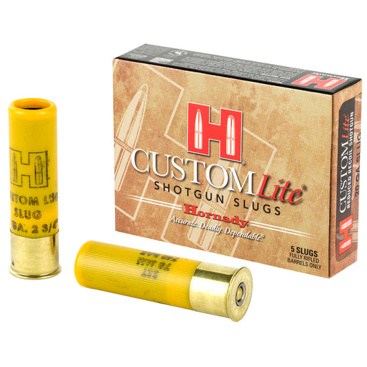 Hornady Custom Lite 20 Gauge 2.75-Inch 250 Grain Sabot Slug Ammunition - Pack of 5 / Box of 100