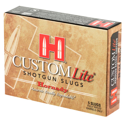 Hornady Custom Lite 20 Gauge 2.75-Inch 250 Grain Sabot Slug Ammunition - Pack of 5 / Box of 100