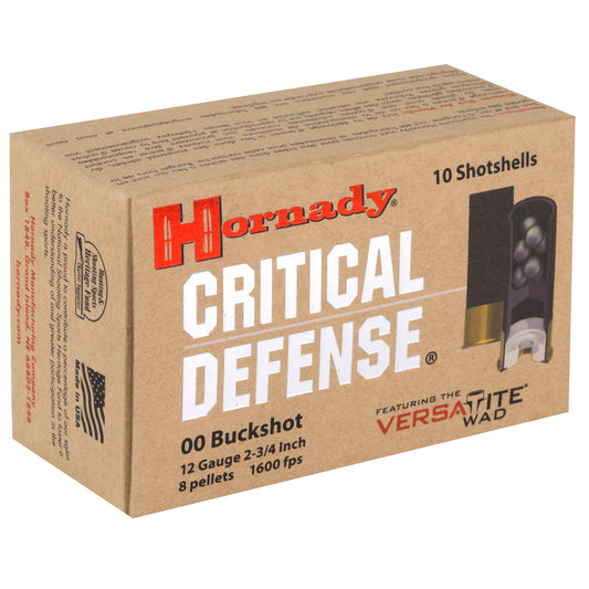 Hornady Critical Defense 12 Gauge 00 Buckshot - Reliable Personal Defense Ammunition