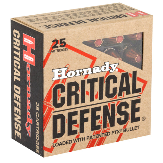 Hornady Critical Defense 9mm 115 Grain FlexTip Personal Protection Ammunition, 25 Rounds per Box