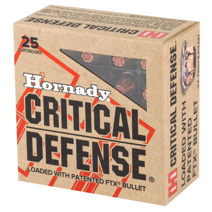 Hornady Critical Defense 9mm 115 Grain FlexTip Personal Protection Ammunition, 25 Rounds per Box