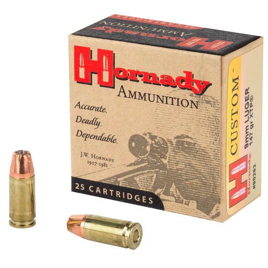 Hornady Custom 9mm 147 Grain XTP Pistol Ammo * Reliable Performance and Precision