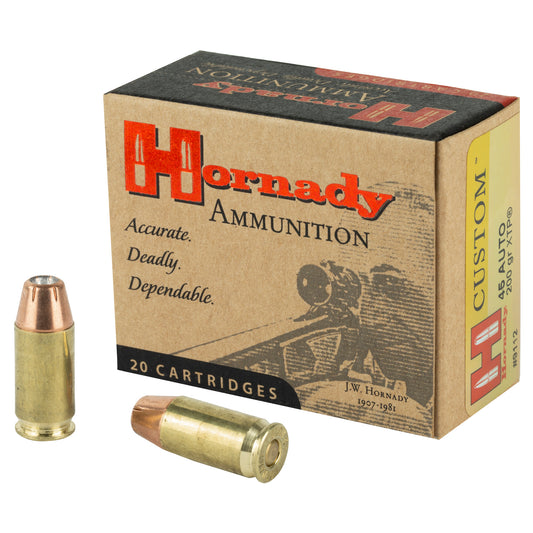 Hornady Custom 45 ACP 200-Grain XTP Handgun Ammo * High Accuracy and Maximum Power