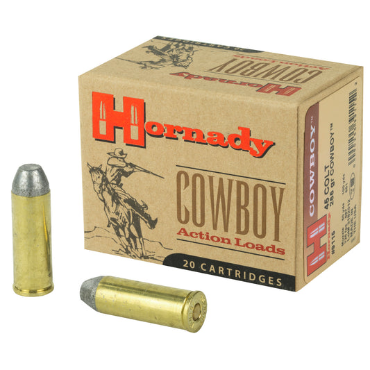 Hornady Custom Cowboy .45 Long Colt Lead Flat Nose Ammunition - 255 Grain, 20 Rounds Per Box