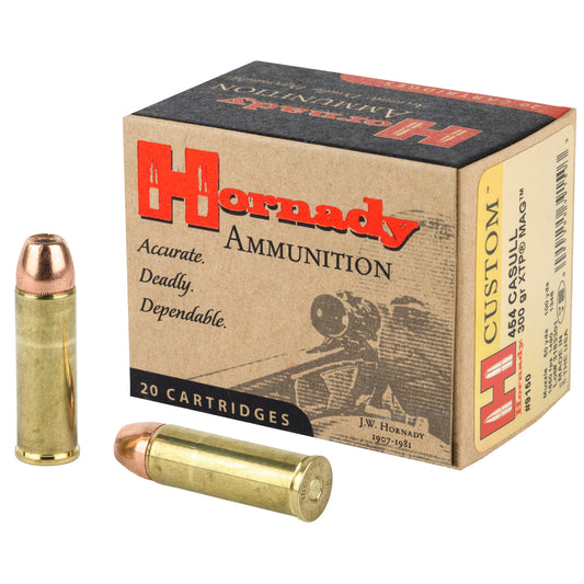 Hornady Custom 454 Casull 300 Grain Hollow Point Ammunition (20 Rounds per Box)