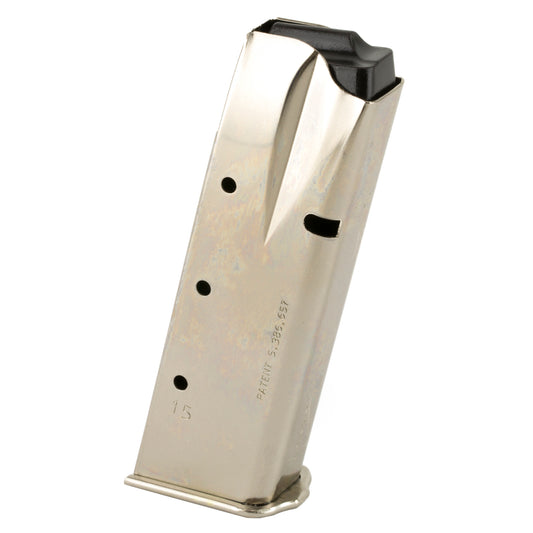 Mec-Gar USA Magazine for Browning Hi-Power 9mm * 15 Rounds, Nickel Finish