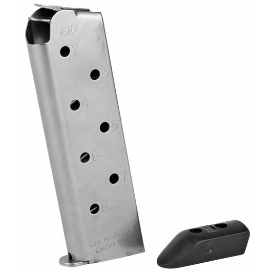 CMC Products Match Grade 1911 Magazine with Welded Base Plate * 8 Rounds, .45 ACP, Silver